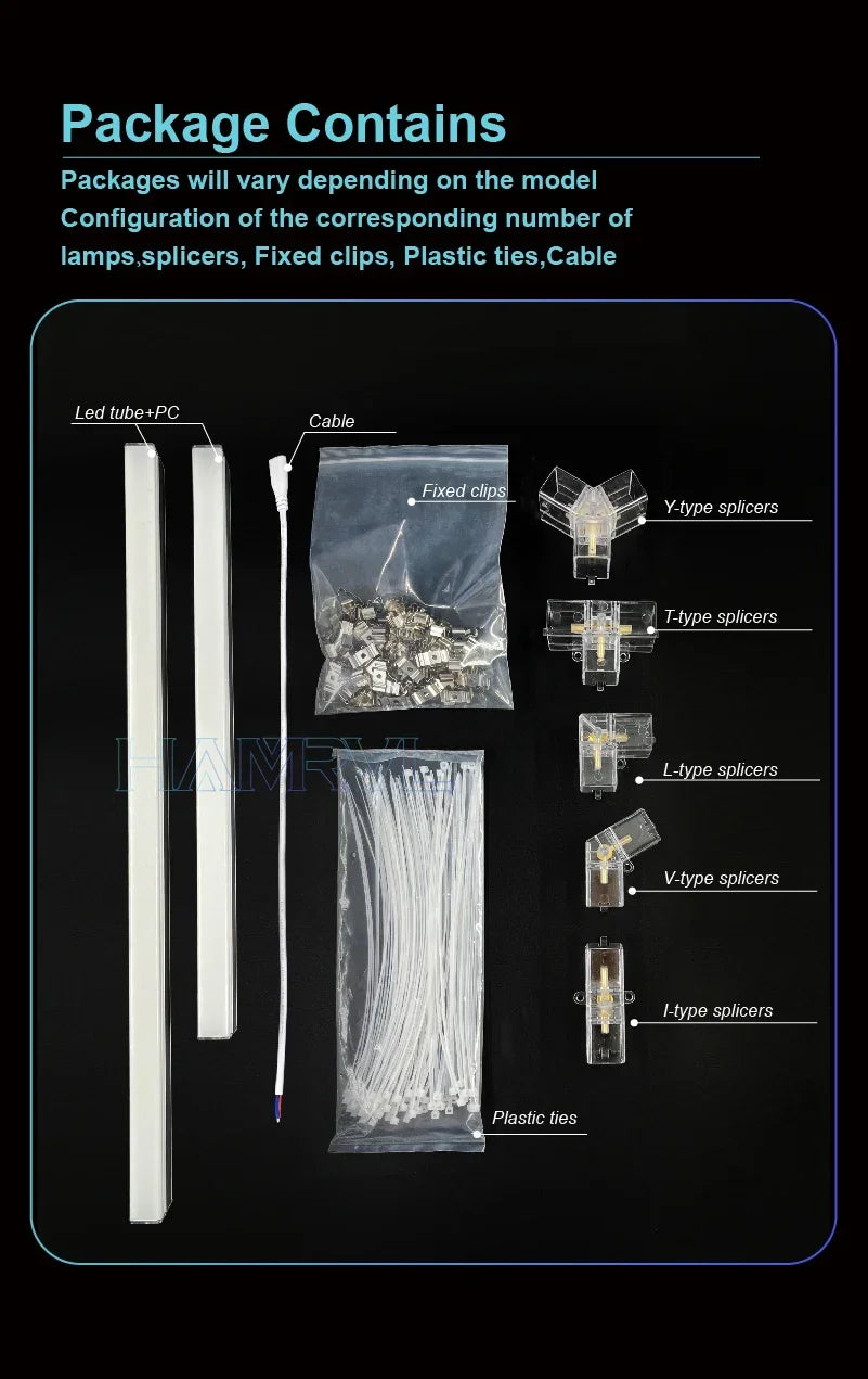 Hexagon LED lighting for Garage Barbecue Shop Barbershop Gym Bar Car Detailing Showroom 4S Workshop Ceiling Light Honeycomb Tube.