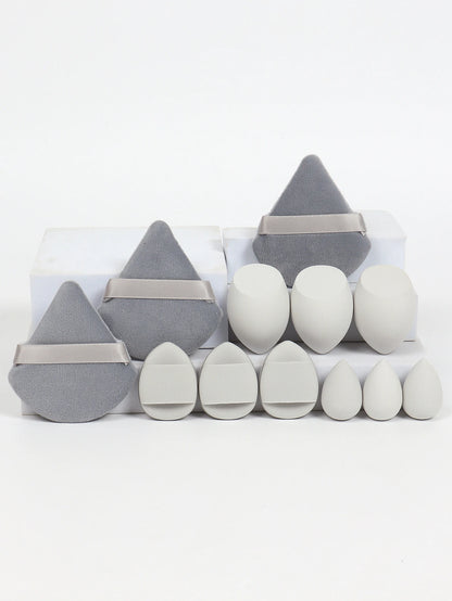 12-Piece All-Purpose Makeup Sponge Set, Made of 3 Loose Powder Puffs, 3 Mini Air Cushion Puffs, 3 Beauty Eggs and 3 Mini Beauty.
