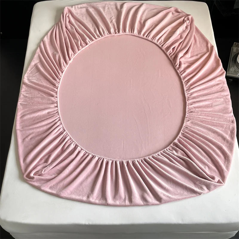 Soft Flannel Fitted Sheet for Winter, Fleece Mattress Protector, Cover with Elastic Band, Bed Linen, Solid Grey, 180x200cm, 1Pc