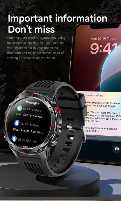 Military Professional Swim Sport Smartwatch Men 3ATM Waterproof Dual-band GPS Outdoor Adventure Watches Heart Rate BT Call Clock