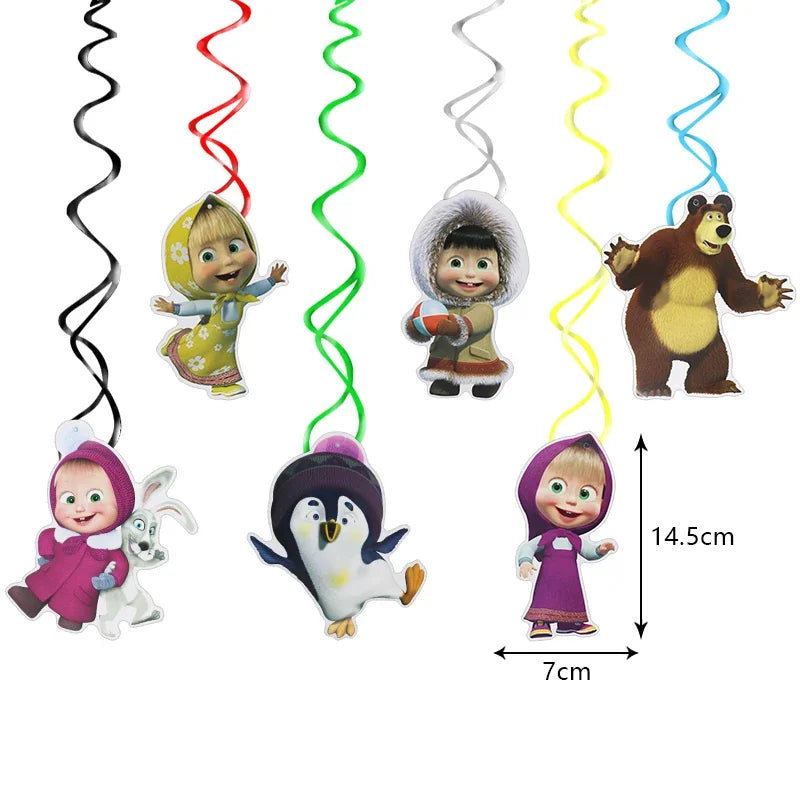 Mashas und Bär Geburtstag Party Dekoration Cartoon Thema Luftballons Kinder Event liefert Einweggeschirr Hintergrund