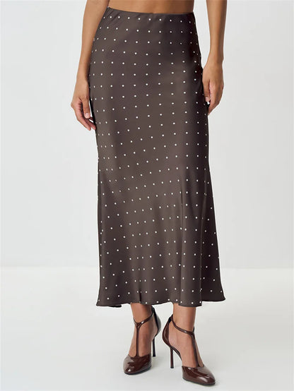 Blifanbo  Polka Dot High Waist Midi Skirt For Women Stain Slim Elegant Bodycon Midi Skirt Autumn fashion Female Skirt Streetwear.