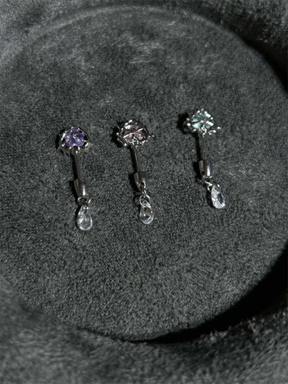 1 PCS Thorn Love Heart Water Droplet Zircon Ear Bone Nail 316L Medical Titanium Steel Earrings for Women Y2K Punk Jewelry.