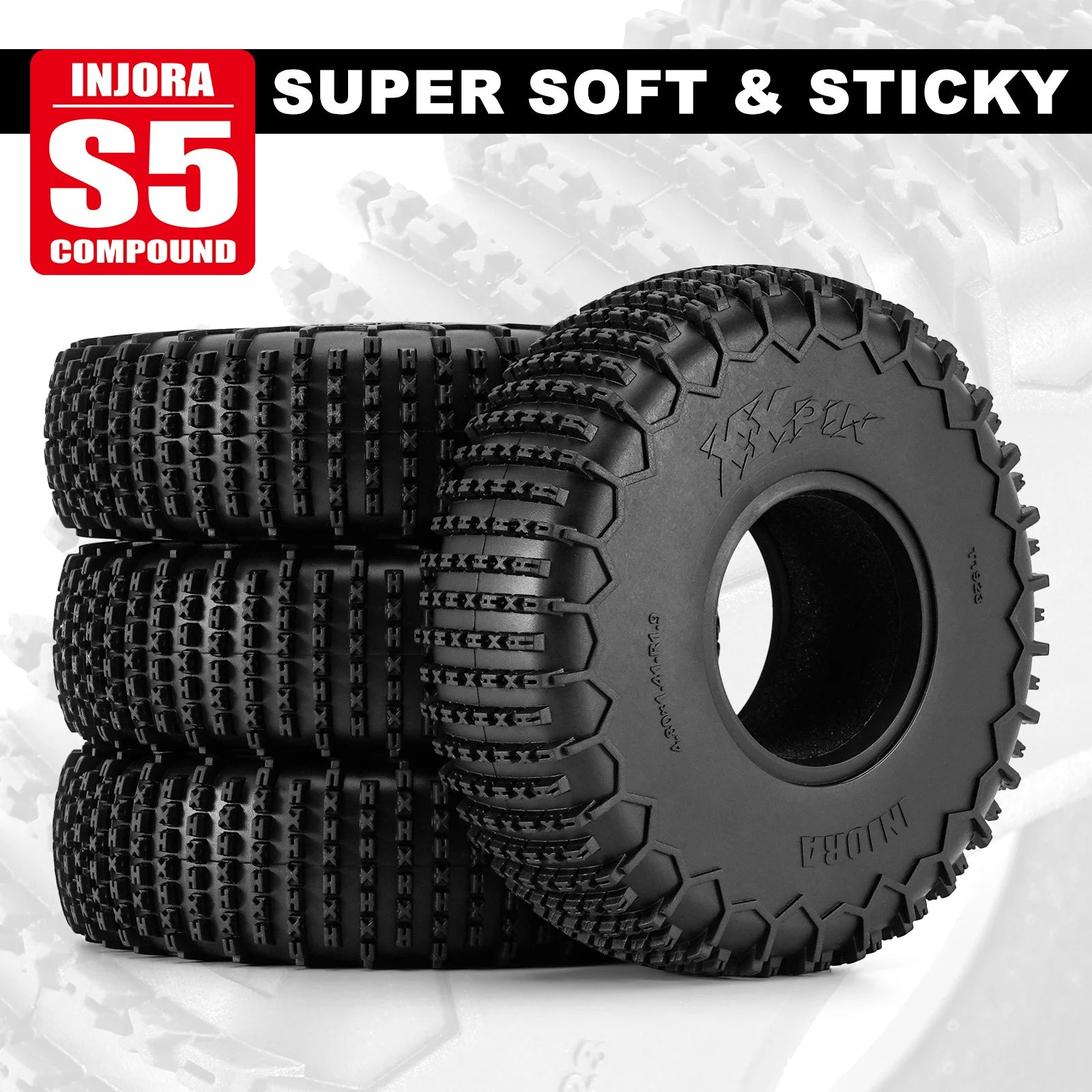INJORA S5 122*36mm 1.9" XHX Pin Wheel Tires for 1/10 RC Crawler Car (T1923).