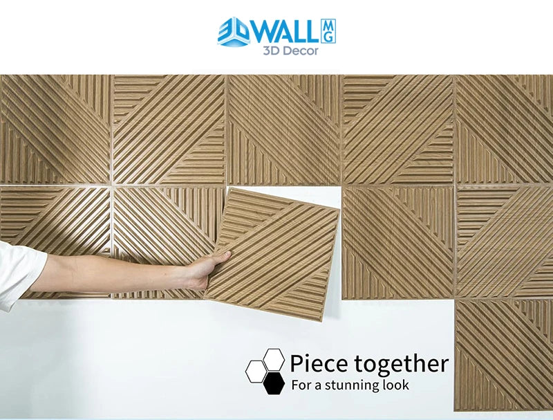 12pcs 30cm 3D textured wall panel 3D wall sticker Wood grain wall decor, suitable for living room, hall, bedroom, hotel, office