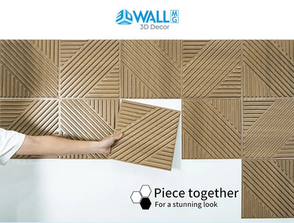 12pcs 30cm 3D textured wall panel 3D wall sticker Wood grain wall decor, suitable for living room, hall, bedroom, hotel, office