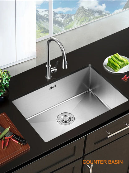304 Stainless Steel Kitchen Sink Multiple Size Single Bowl Undermount Basin For Kitchen Fixture Improvement With Drainage