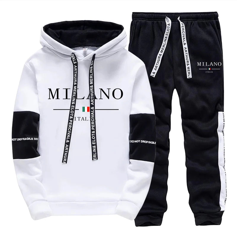 Neueste Mode Herren Sportswear Mit Kapuze Sweatshirts Jogger Hosen Männlich Täglich Casual Sport Jogging Anzug Italia Milan Gedruckt Hoodies.