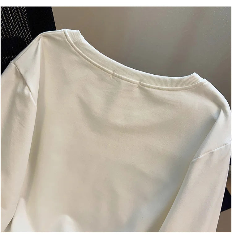 170kg plus size Damen büste Herbst bär bedrucktes Sweatshirt lockeres Langarm-Freizeit oberteil 6xl 7xl 8xl 9xl 10xl 11xl