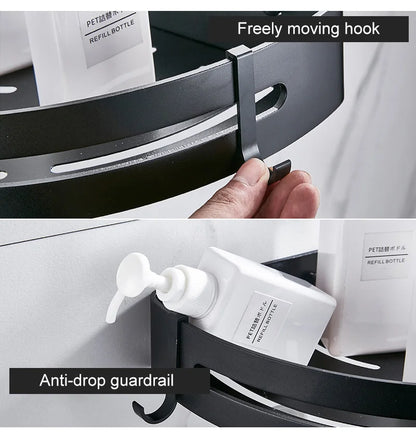 Badezimmer Regal Organizer Dusche Lagerregal Schwarz Eckregale Wandmontage Aluminium Toilette Shampoo Halter Kein Bohrer