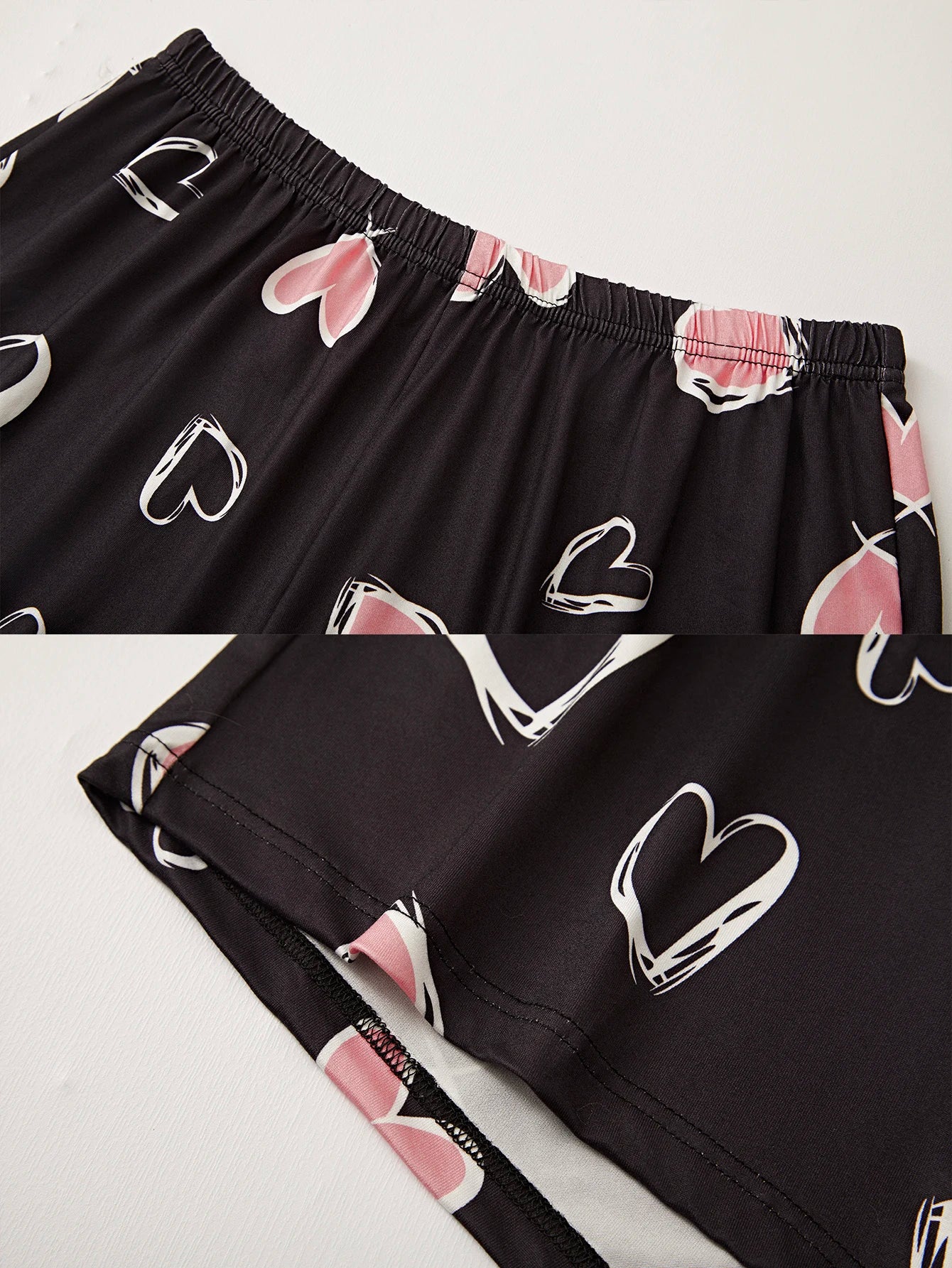 Damen New Style Pyjamas Kurzarm Top Herz Muster Shorts lässig elegante zweiteilige Home Wear.