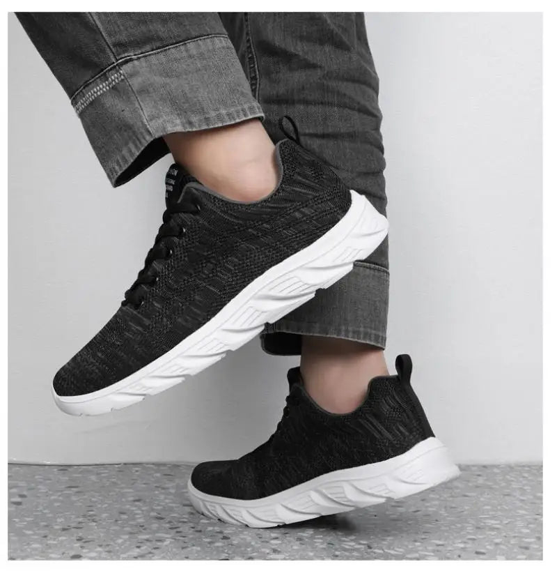 Men's Trendy Lace Up Knit Sneakers Casual Outdoor Athletic Running Walking Gym Shoes