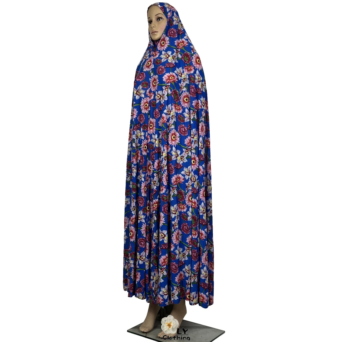 New Dubai Islamic Robe Ramadan Womens Hooded Abaya African Sleeveless Loose Soft Prayer Garment Muslim Floral Dress With Hijab.