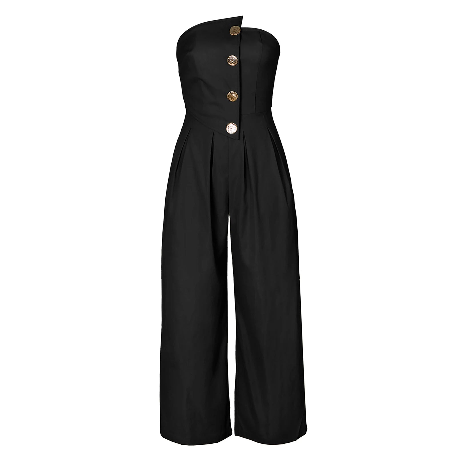 Tube Jumpsuit Women Strapless Sleeveless Rompers Wide Leg High Waist Jumpsuits Solid Color Summer Party Commute Outfits Clothes.
