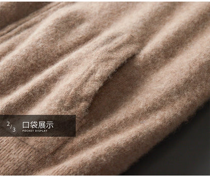 Autumn Winter Pure Cashmere Sweater Double-sided Cardigan Men's Casual Zipper Thickened Cashmere Knitted Hooded Sweater Coat.