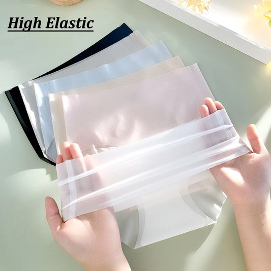 4PCS/Set Women's Ice Silk Seamless Panties Ultra Thin Briefs Breathable Underwear Female High Waist Intimates Lingerie Plus Size.
