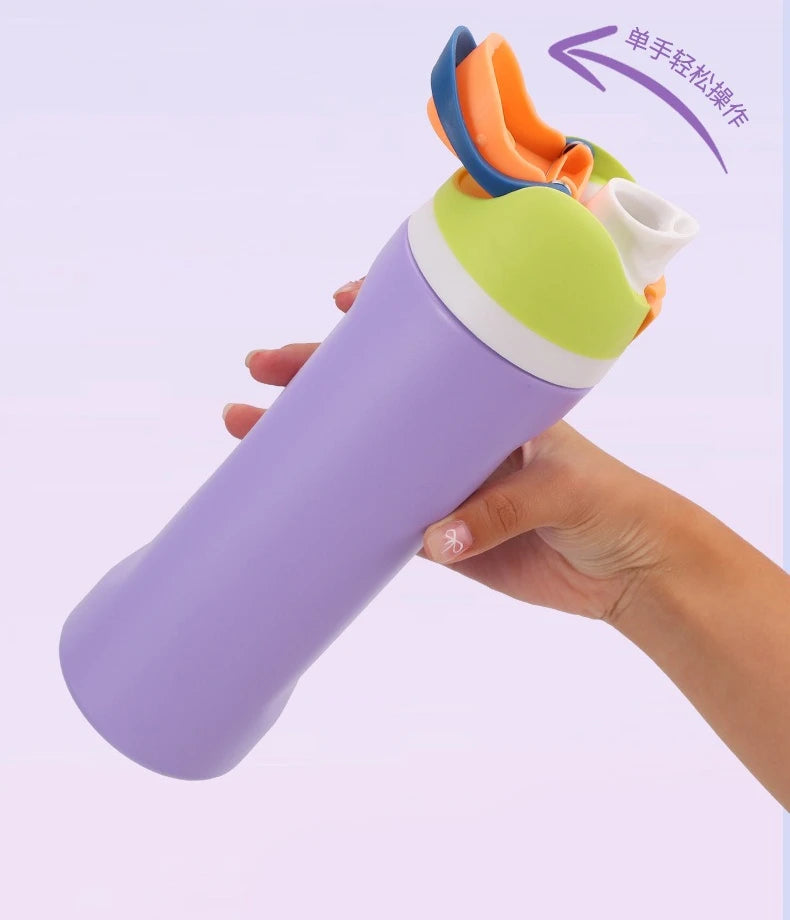16/19/24/32OZ New 304 Stainless Steel Fitness Cup with Handle, Macaron Colored Insulated Bottle Large Capacity Straw Fruit Cup.