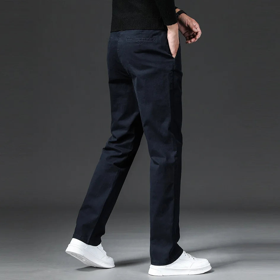 New in Spring Casual Pants Men Straight Fit Cotton Stretch Chino Trouser Male Formal Work Business Dress Khaki Fashion Regular.