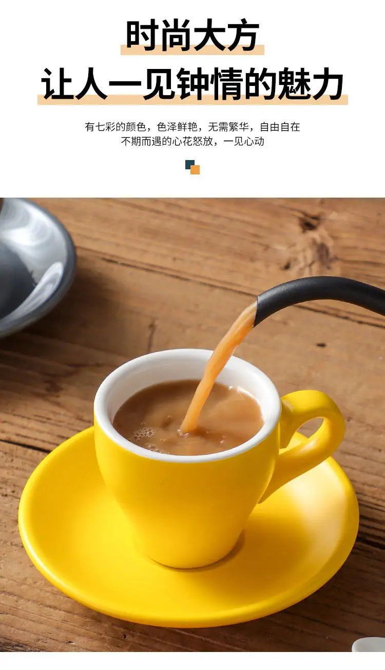 Thickened Ceramic Coffee Cup Set 80ML Italian Espresso Cup Plate Small Cup Colorful with Plate Spoon Drinkware.