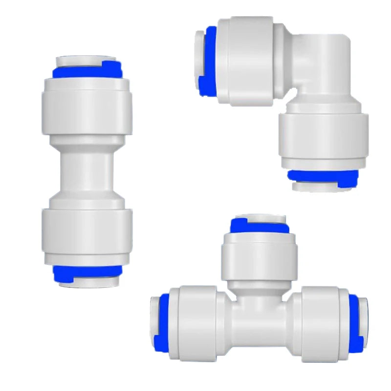 10PCS RO Water Hose Connection Straight Elbow Tee 1/4" Coupling Plastic Quick Pipe Fitting Reverse Osmosis Connector