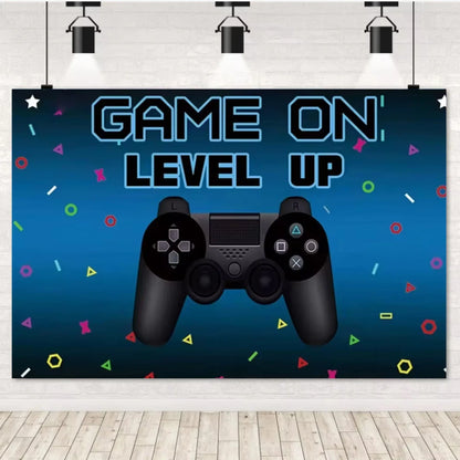 Game On Theme Video Gamer Kids Birthday Party Neon Green Gaming Next Level Up Background Baby Shower Decoration Supplies Props