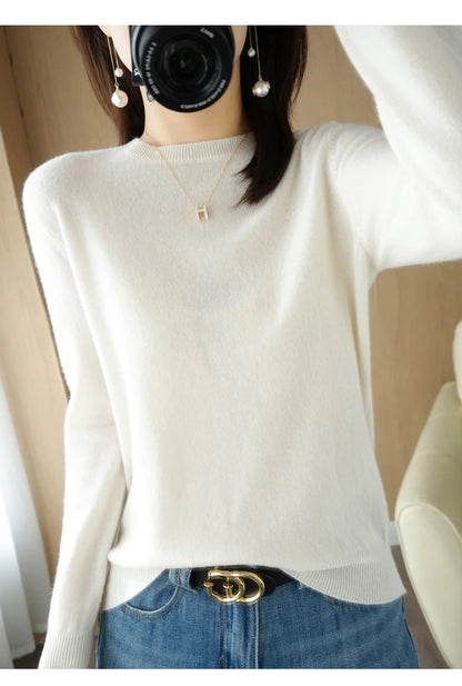 Herbst Winter frauen Pullover Oansatz Kaschmir Solide Pullover Schlank Bodenbildung Shirt Langarm Casual Grundlegende Pull Femme Pullover