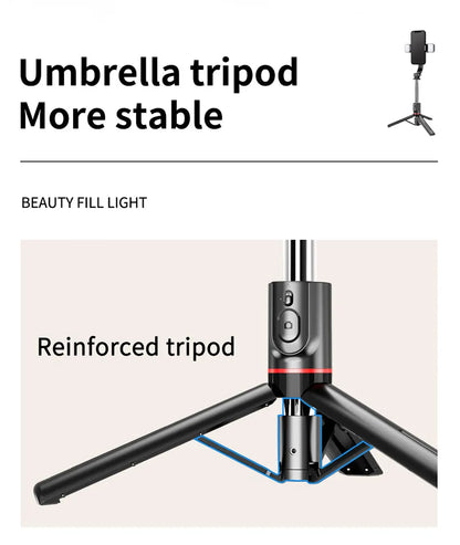 L13D Selfie Stick 1160mm with Wireless Bluetooth Double Fill Light Extended Tripod with Remote Shutter for Android IOS Cellphone.