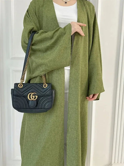 Eid Open Solid Color Batwing Abaya Dubai 2024 Modest Kimono Muslim Kaftan Dresses Abayas for Women Islam Kebaya Caftan Femmes