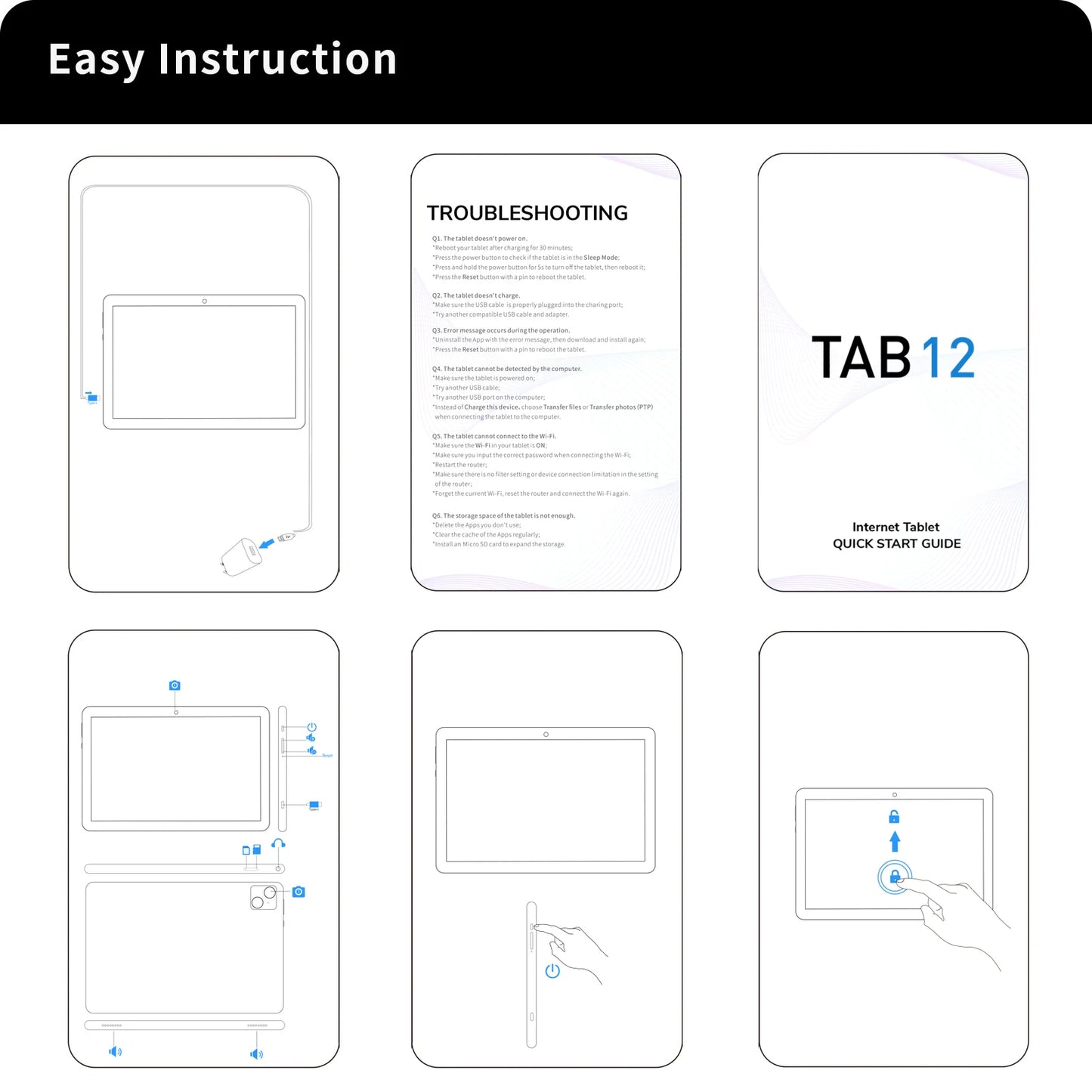VASOUN Android 14 Tablet 10.1", 12GB(6+6 Expand) RAM, 128GB ROM, Octa Core, Dual SIM 4G Unlocked With 2.4G/5G WiFi GPS.