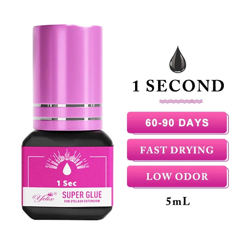 Yelix Eyelash Extension Glue 0.5-1 Sec Fast Dry Individual Lashes Glue Sensitive Eye Eyelash Glue Wholesale Customization.