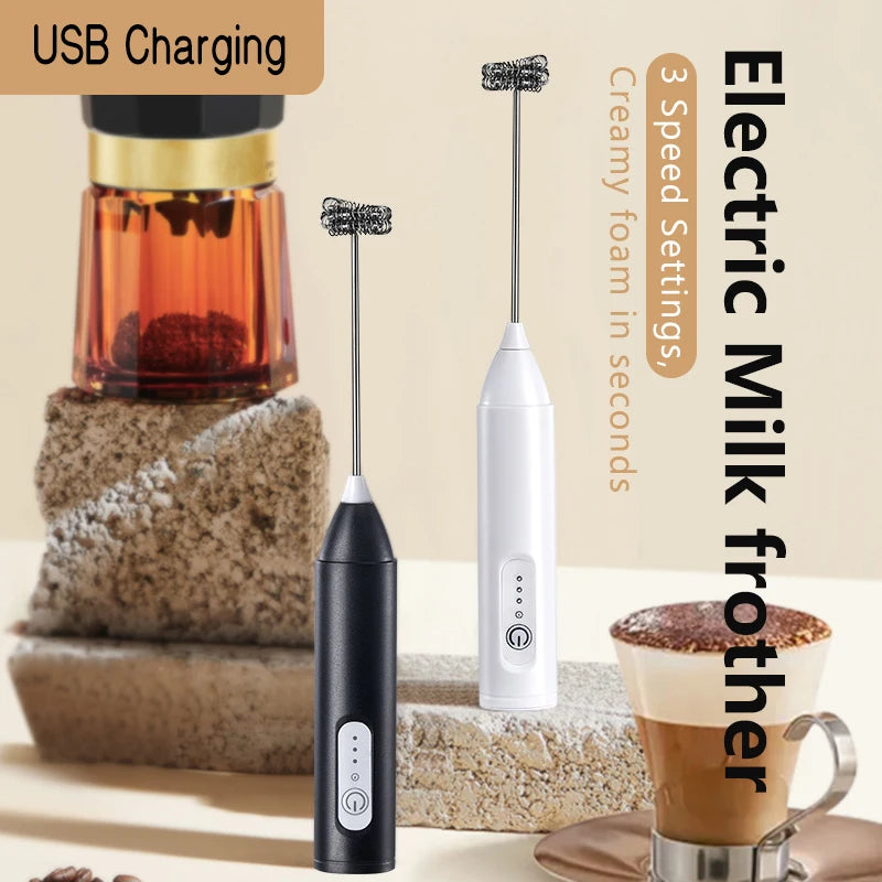 Wireless Milk Frother Electric Type-C Handheld Blender Stainless Steel Mini Coffee Maker Whisk Mixer For Coffee Cappuccino Cream.