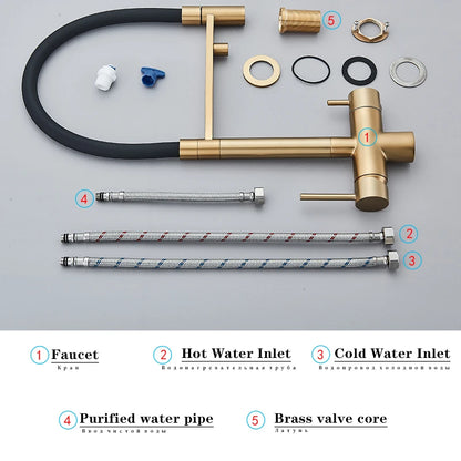 Wanmivezlo Kitchen Water Filter Faucet Dual Spout Pure Drinking Water Mixer Tap Rotation Water Purification Taps