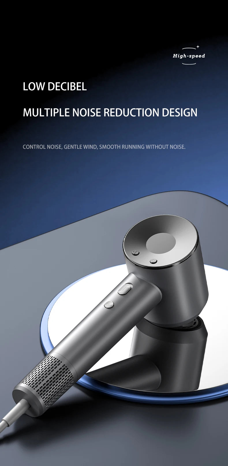 High Speed Electric Hair Dryer High Power 1600W Negative Ion Hair Care Fast Drying Low Noise No Hair Injury