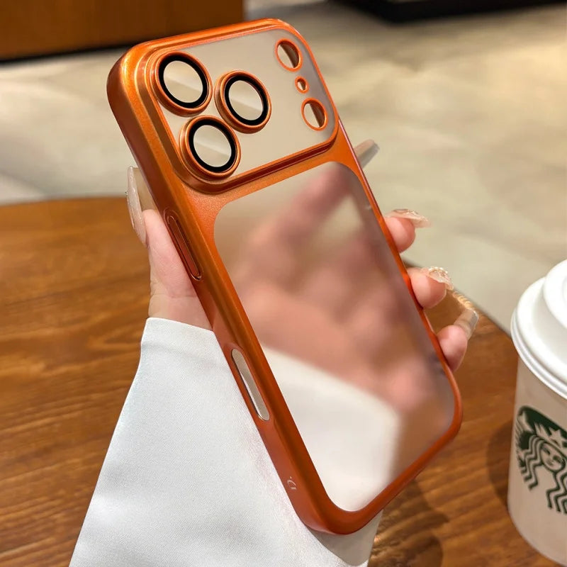 Plating Frosted Translucent Thin Phone Case For iPhone 17 Pro Max 17 Pro 17 Air 17 Series Official Cosmic Orange Bumper Cover.