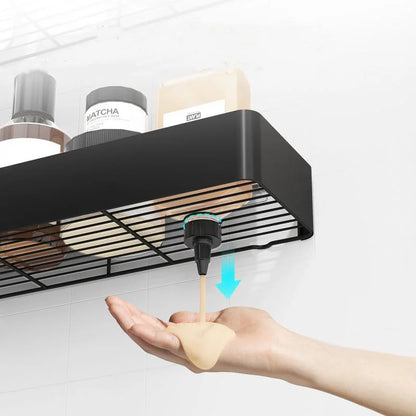 2 Packungen schwarzes Duschregal zur Wandmontage, Badezimmer-Organizer, Regal mit Haken, Küchendekoration, Regale an der Wand