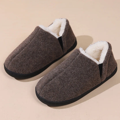 Smile Pop New Men Plush Slippers Indoor Fluffy Fur Home Men Slippers Outdoor Warm Closed Soft Non-slip Fuzzy Winter Men Shoes.