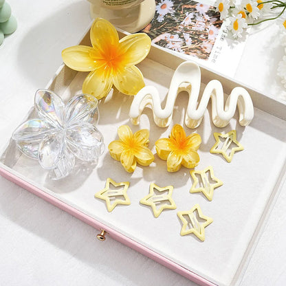 Hair Accessories Hair Clips Colorful Set Series Shark Clips 10 Pieces Set Egg Flower Grab Clips Headwear.