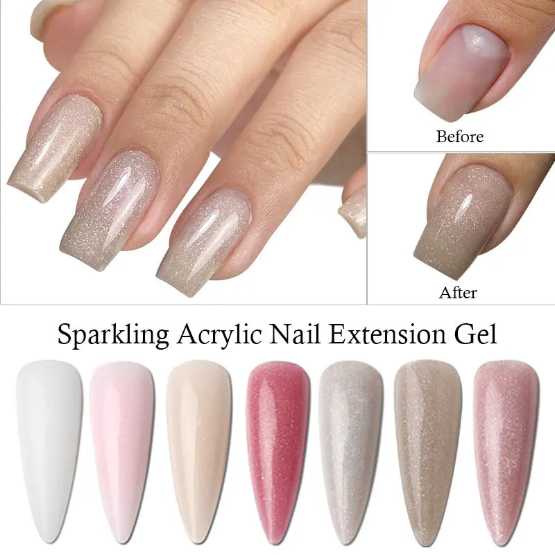 MSHARE 50g/250g Shimmer Pink White Acrylic Gel TPO Free Glitter Shiny Extension Acryl Hard Gel Nails Sculpting Construction