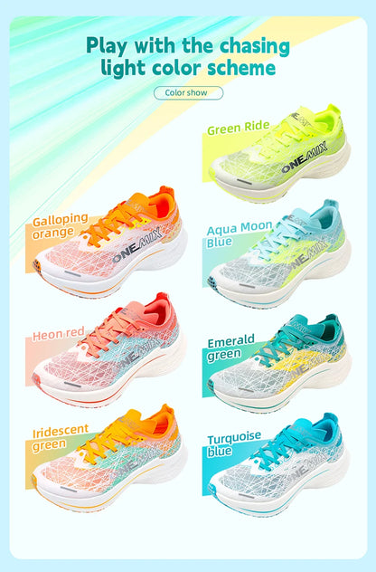 ONEMIX Marathon Carbon Plate Running Shoes Shock Absorption Ultra-light Sports Shoes Rebound Technology Outdoor Men Sneakers.