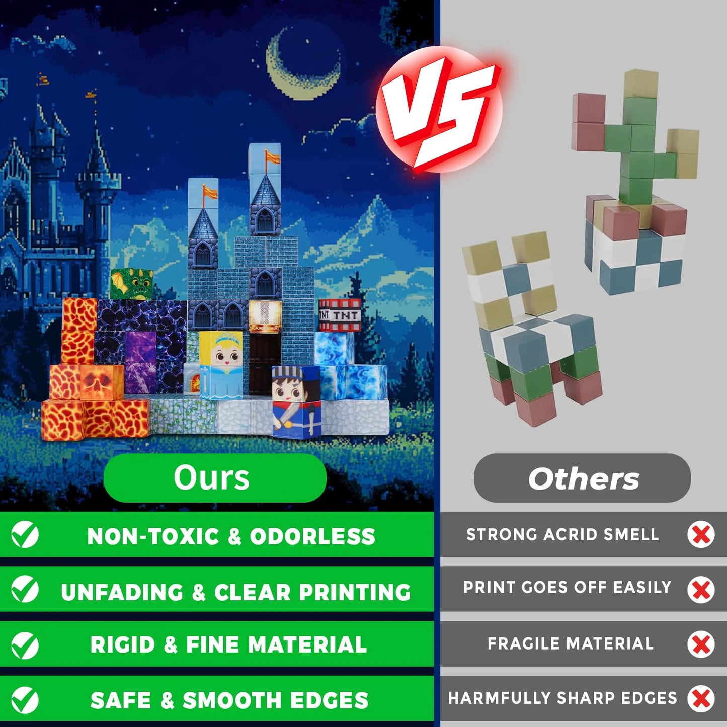 Magnetic Building Blocks Blue Castle Constructor Kit,Montessori Education Toys for Children,Magnetic Blocks STEM Creative Play.