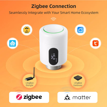 AVATTO 1~6PCS Tuya ZigBee TRV Thermostatic Valve,Smart Thermostat Radiator Actuator With Ambient Light,Alexa Google Home Alice.