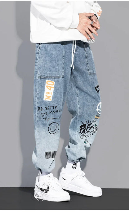 Trendy Loose-fit Men's Jeans Summer Thin Style Korean Version Casual Long Pants Hip Hop Fashion Versatile.