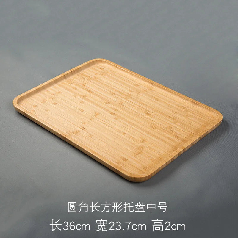 Heavy Bamboo Tray Rectangular Home Living Room Tea Tray BBQ Plate Fruit Snacks Bread Tray