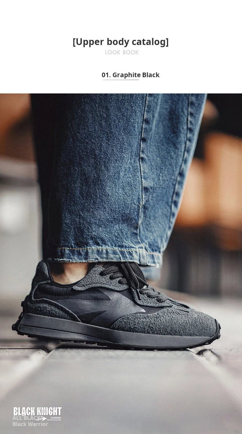 Maden Frühling Vintage Dickbesohlte Patchwork Schwarze Sneakers Lässige atmungsaktive Joggingschuhe Low-Top-Schnürschuhe Sportliche Sommerschuhe.