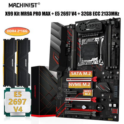 MACHINIST X99 kit Motherboard MR9A PRO AMX Set Intel Xeon E5 2697 V4 CPU with Fourchannel DDR4 2x16g 2133MHz for Gaming Computer.