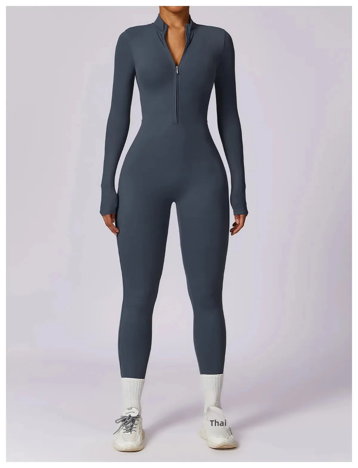 Zipper Sensation Long Sleeve Yoga Suit High Intensity Fitness Sports Bodysuit Tight Fit Clothing 8306 One Piece Suit