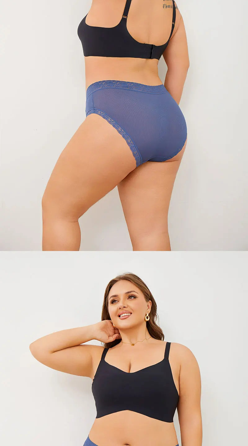 5Pcs Sexy Ice Silk Briefs Large Size Underwear 0XL-4XL Panty Women's Seamless Underwears 8 Solid Color Breathable Underpants.