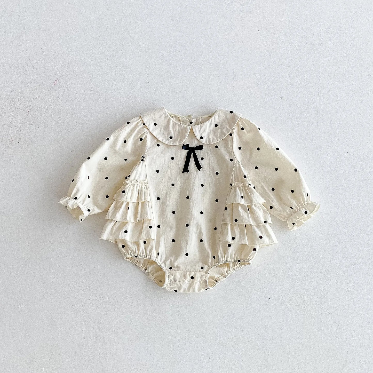 2023 herbst Neue Baby Mädchen Bodysuit Baumwolle Polka Dot Gedruckt Infant Mädchen Ein Stück Kleidung Kleinkind Overall Neugeborene Kleidung.