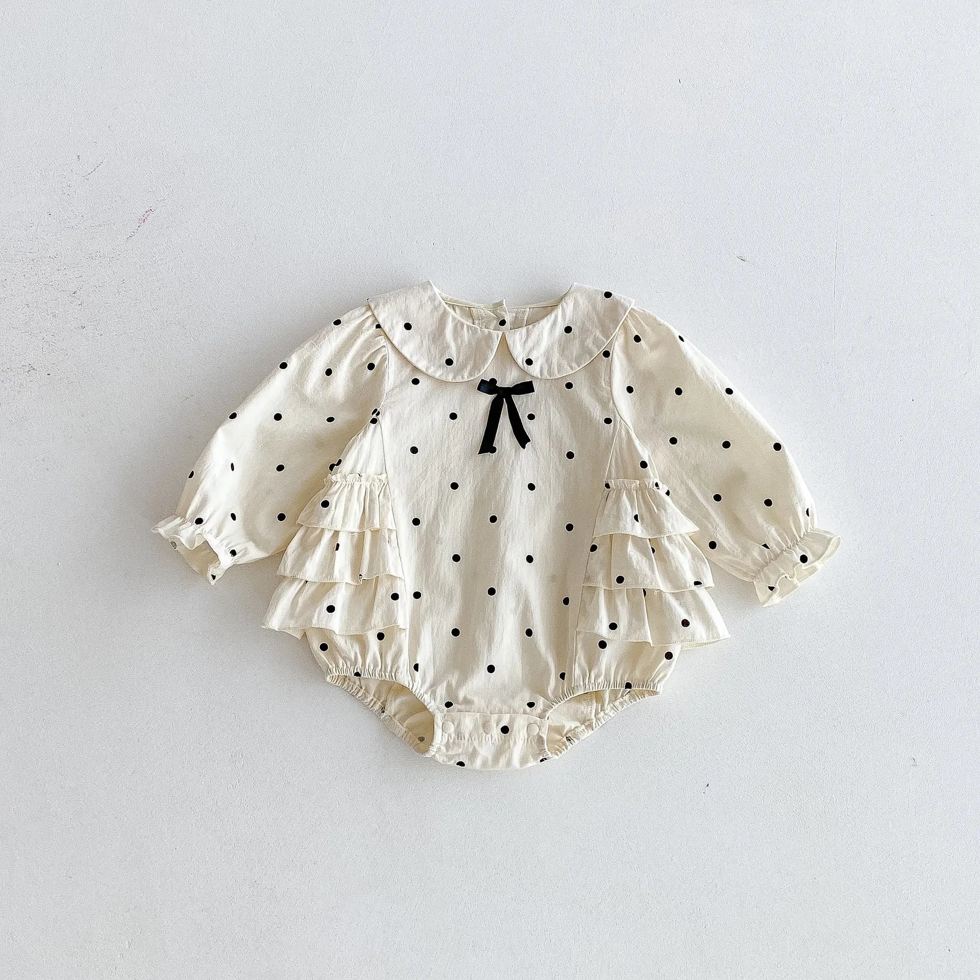 2023 herbst Neue Baby Mädchen Bodysuit Baumwolle Polka Dot Gedruckt Infant Mädchen Ein Stück Kleidung Kleinkind Overall Neugeborene Kleidung.