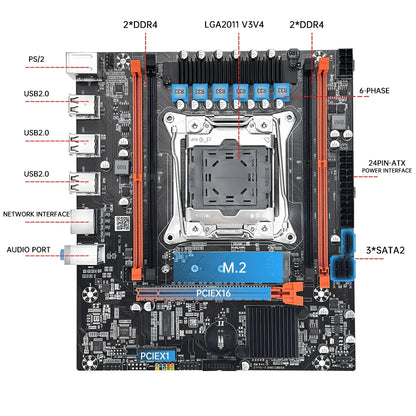 SOYO Computer Components X99 Motherboard Set With LGA2011-3 Xeon E5 2650 V3 CPU DDR4 16GB (2*8GB) 2133MHZ RAM Memory Desktop PC.